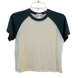 We Wore What Two-Tone Raglan T-Shirt cream green gray Medium
